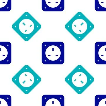 Blue Electrical outlet icon isolated seamless pattern on white background. Po Illustrazione stock