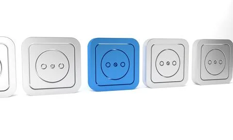 Blue Electrical outlet icon isolated on white background. Power socket. Ros.. Stock Illustration