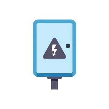 Blue electrical panel with high voltage sign showing potential danger Stock Illustration