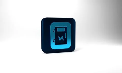 Blue Electrical panel icon isolated on grey background. Blue square button. 3d Stock Illustration