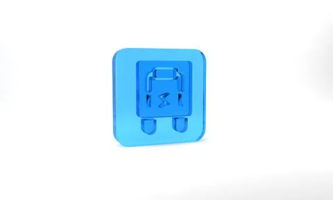 Blue Electrical panel icon isolated on grey background. Switch lever. Glass Stock Illustration