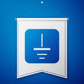 Blue Electrical symbol ground icon isolated on blue background. Protective earth Stock Illustration
