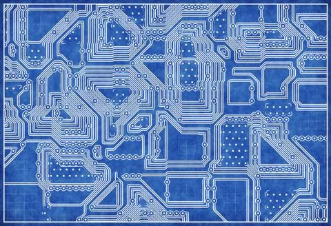 Blue electro scheme on graph paper Stock Illustration