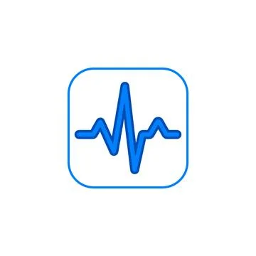 A blue electrocardiogram heartbeat line graph icon within a rounded square fr Stock Illustration
