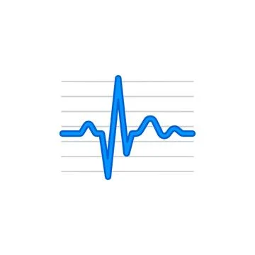 A blue electrocardiogram heartbeat line graph is displayed on a white backgro Stock Illustration