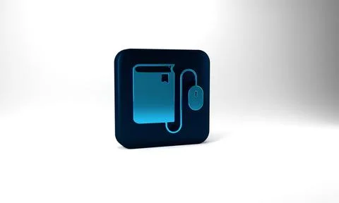 Blue Electronic book with mouse icon isolated on grey background. Online Stock Illustration