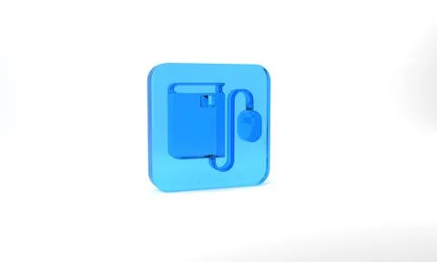 Blue Electronic book with mouse icon isolated on grey background. Online Stock Illustration