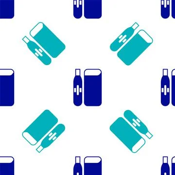 Blue Electronic cigarette icon isolated seamless pattern on white background Stock Illustration