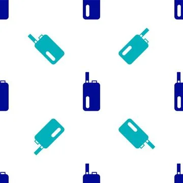 Blue Electronic cigarette icon isolated seamless pattern on white backgroun.. Stock Illustration