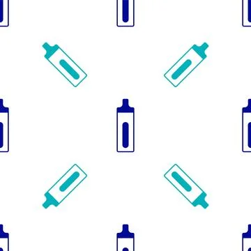 Blue Electronic cigarette icon isolated seamless pattern on white backgroun.. Stock Illustration