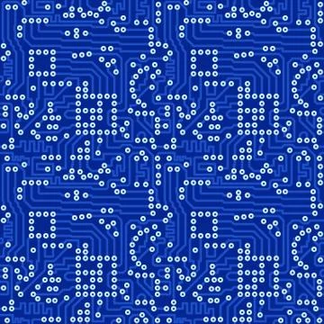 Blue electronic circuit board with gray solder vector seamless pattern 库存插图