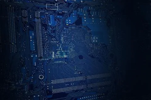 Blue electronic circuit board technology background Stock Photos