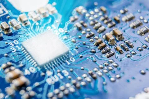 Blue electronic circuit Stock Photos
