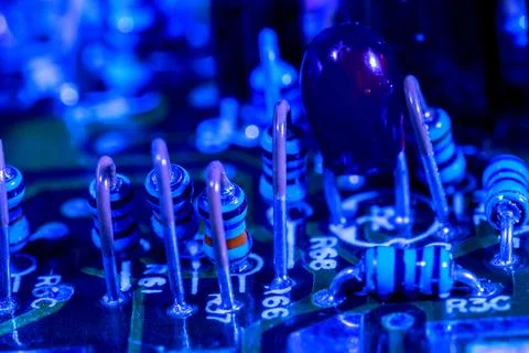 Blue electronic circuit Stock Photos