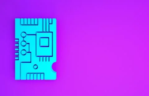 Blue Electronic computer components motherboard digital chip integrated scien Stock Illustration