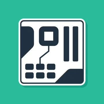 Blue Electronic computer components motherboard digital chip integrated science Stock Illustration