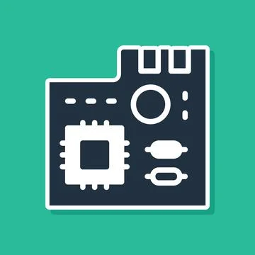 Blue Electronic computer components motherboard digital chip integrated science 库存插图