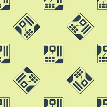 Blue Electronic computer components motherboard digital chip integrated science イラスト素材