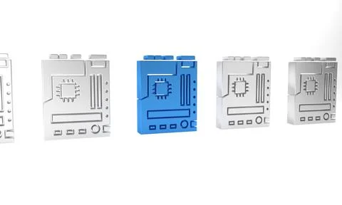 Blue Electronic computer components motherboard digital chip integrated sci.. Stock Illustration