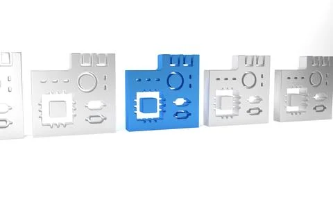 Blue Electronic computer components motherboard digital chip integrated sci.. 스톡 일러스트