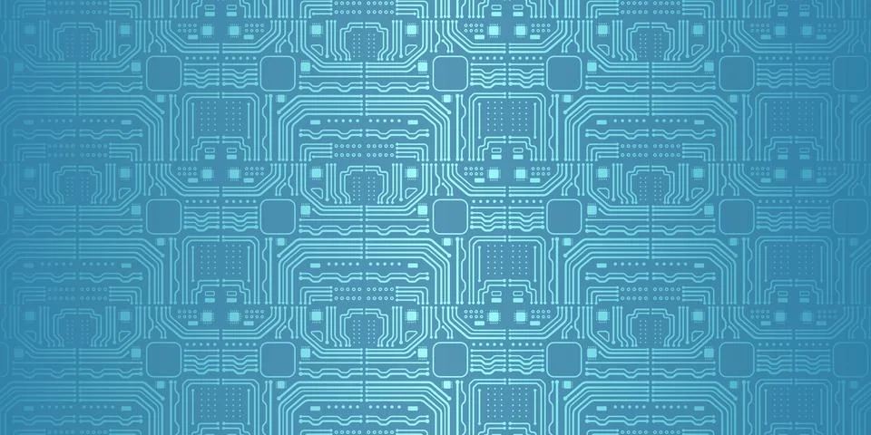Blue Electronic Motherboard Trace Pattern Background Stock Illustration