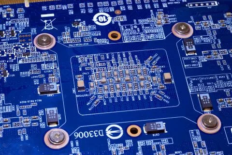 Blue electronic plate. PC device. Stock Photos