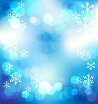 Blue elegant abstract background with bokeh lights on christmas night Stock Illustration