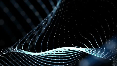 Blue elegant dynamic abstract lines and particles in motion Stock Footage 106672771