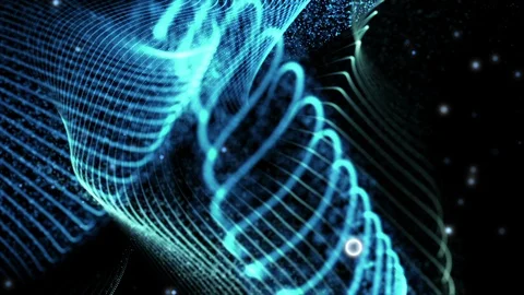 Blue elegant dynamic abstract lines and particles in motion Video stock 106673338