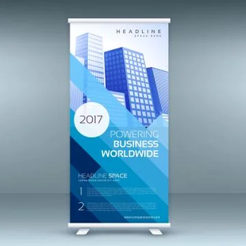 Blue elegant roll up banner template for marketing and advertising Ilustración de archivo