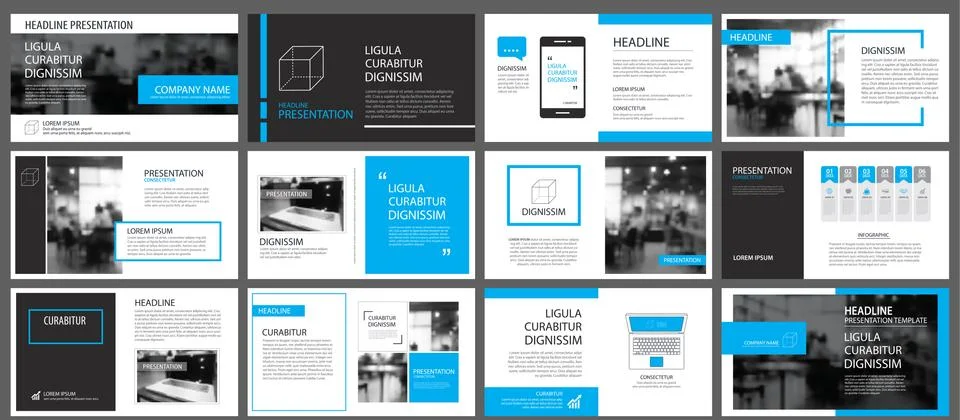 Blue element for slide infographic on background. Presentation template. Use  Stock Illustration