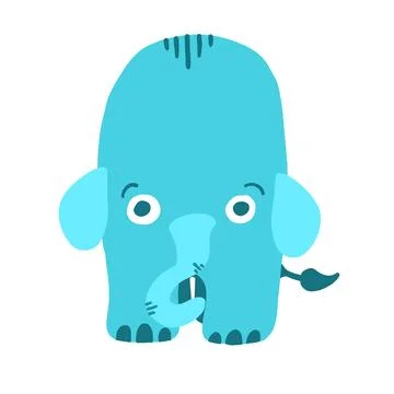 Blue elephant in cartoon flat style Stock Illustration