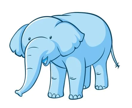 Blue elephant on white background Stock Illustration