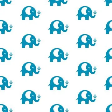 Blue elephants pattern on white background Stock Illustration