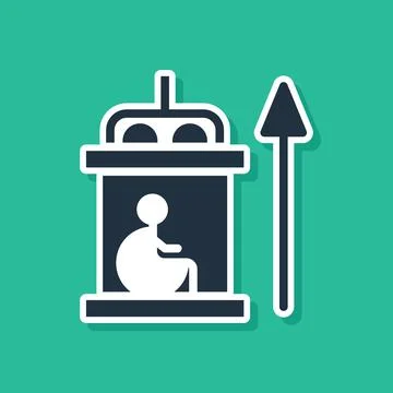 Blue Elevator for disabled icon isolated on green background. Vector Stock Illustration
