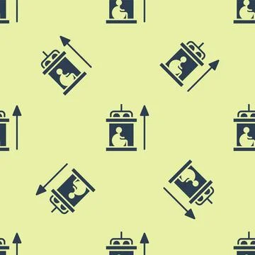 Blue Elevator for disabled icon isolated seamless pattern on yellow backgroun Stock Illustration