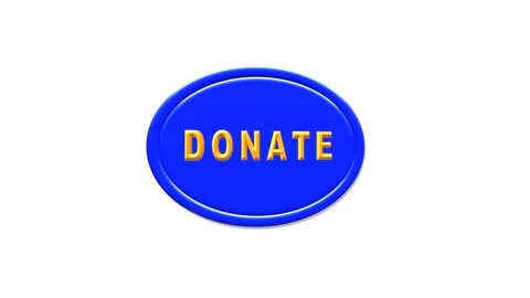 Blue elliptical button with golden text DONATION. Donate Icon on white Vídeo Stock 147123222