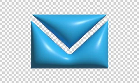 Blue email icon isolated on white. 3D envelope symbol for digital communica.. Stock Illustration