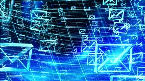 Blue email icons floating on grid Stock-Footage 306060260