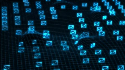 Blue email icons floating on grid Stock-Footage 307836581