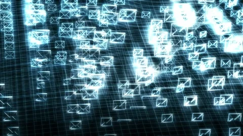 Blue email icons floating on grid Stock-Footage 307836725