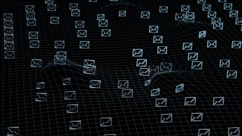 Blue email icons floating on grid Stock-Footage 308918019