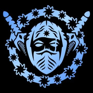 Blue emblem with ninja Stock Illustration