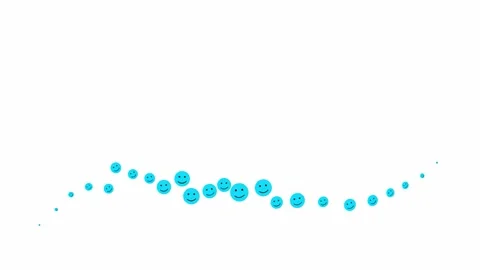Blue emoticons wave white Video stock 237077494