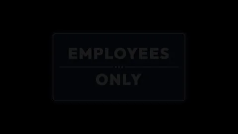 Blue Employees Only Sign Motion Graphic on Black Background 4K Stock Footage 339029258
