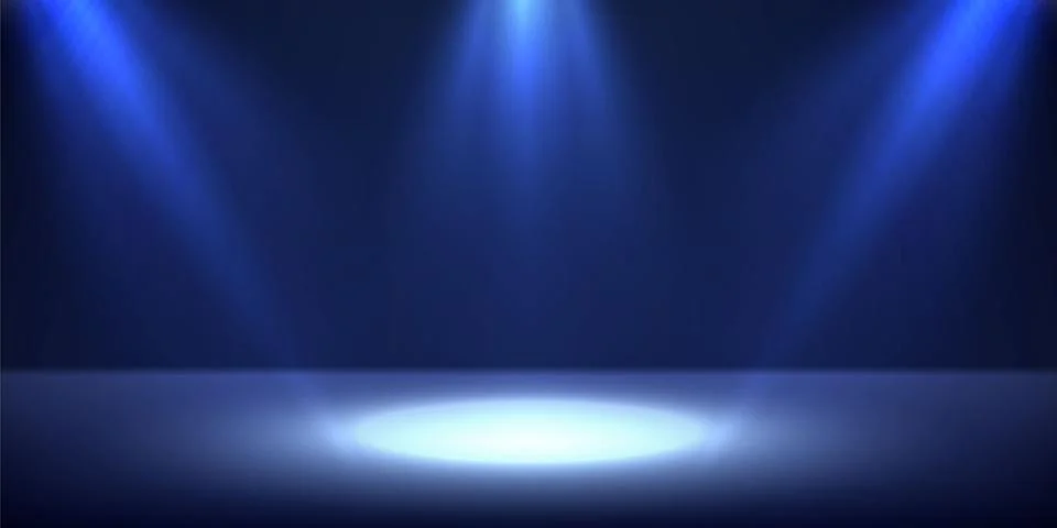 Blue empty background studio wall wiht lights Stock Illustration