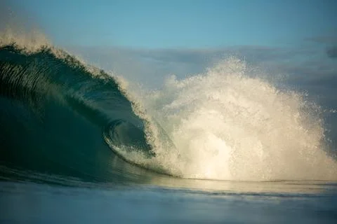 Blue empty barrel waves, Gold Coast Australia Stock Photos