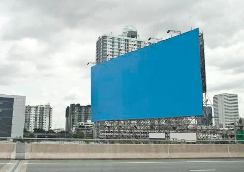 Blue empty billboard Stock Photos