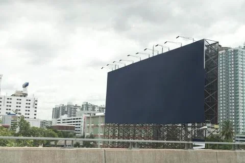 Blue empty billboard Stock Photos