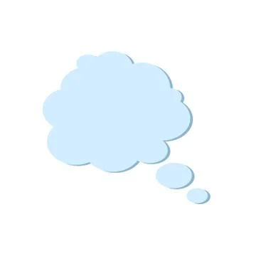 Blue empty blank speech bubble, thinking balloon shape of a balloon on a whit Stock Illustration
